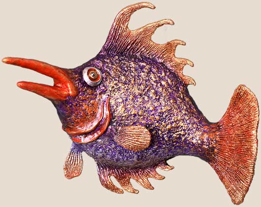 painted paper pulp fish
