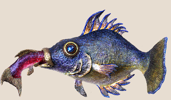 painted paper pulp fish