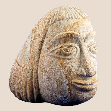 sculpture of contented primitive