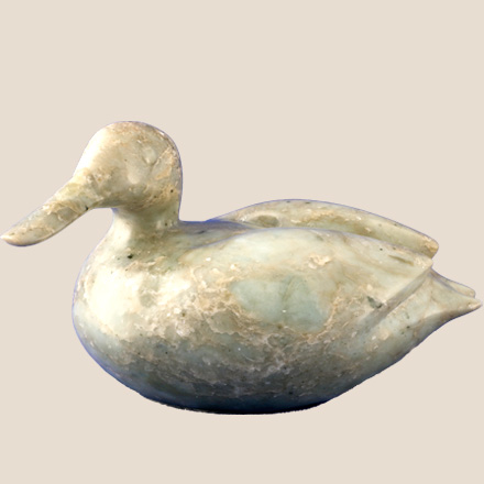 soapstone sculpture of shoveller