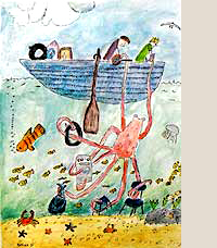 child's drawing of underwater